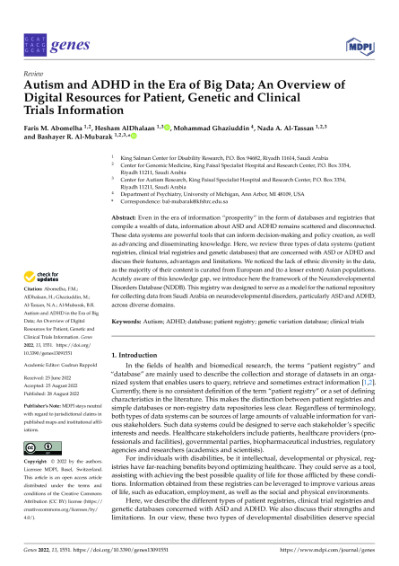 Autism and ADHD in the Era of Big Data; An Overview of Digital Resources for Patient, Genetic and Clinical Trials Information