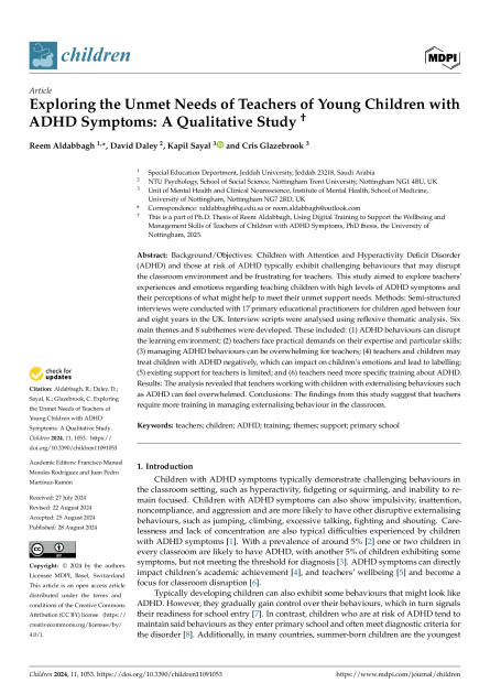 Exploring the Unmet Needs of Teachers of Young Children with ADHD Symptoms: A Qualitative Study