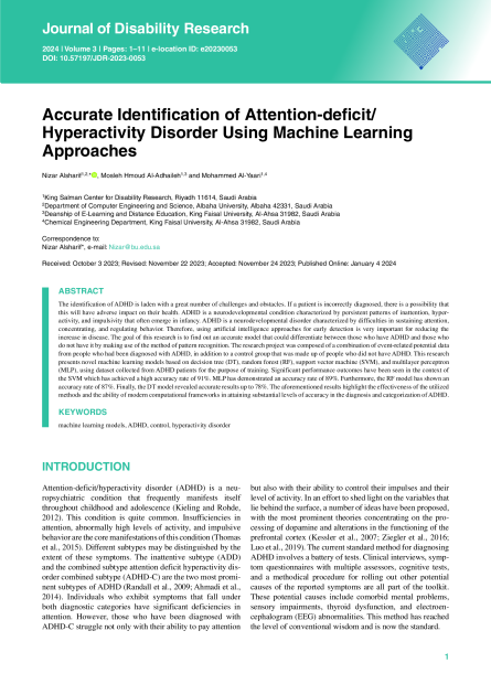 Accurate Identification of Attention-deficit/Hyperactivity Disorder Using Machine Learning Approaches