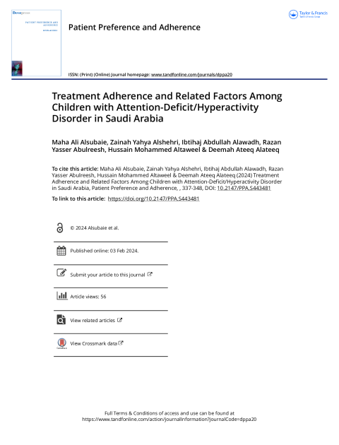 Treatment Adherence and Related Factors Among Children with Attention-Deficit/Hyperactivity Disorder in Saudi Arabia